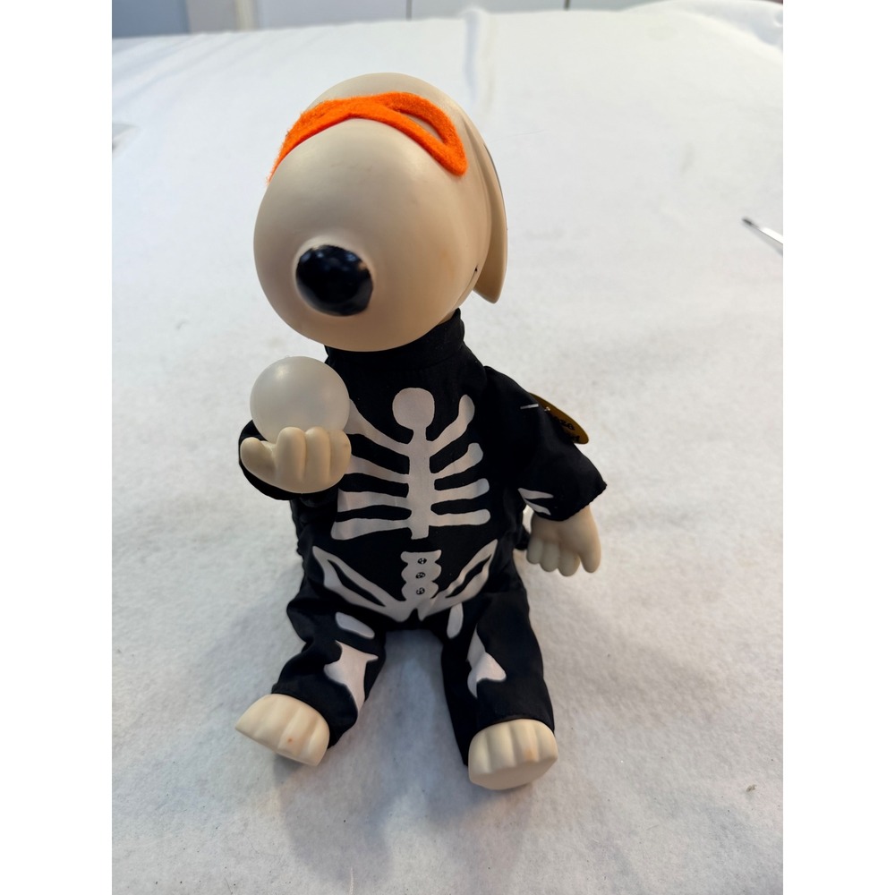 Gemmy Peanuts Snoopy Halloween Skeleton Costume Animated Figure 2016 10in works